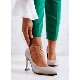 S.Barski Stilettos Moda Piel Gris Claro Tamira 1