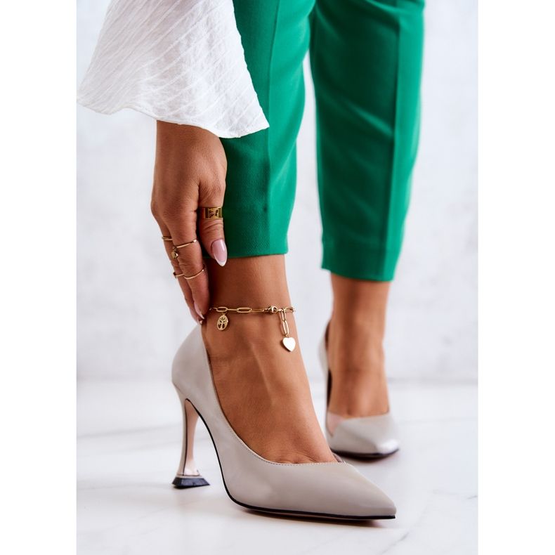 S.Barski Stilettos Moda Piel Gris Claro Tamira 1