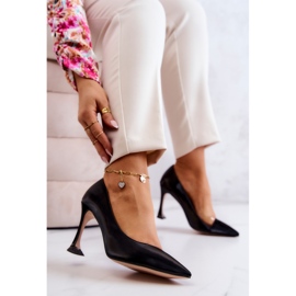S.Barski Zapatos de tacón de aguja de cuero negro Tamira de moda 6