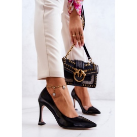 S.Barski Zapatos de tacón de aguja de cuero negro Tamira de moda 4