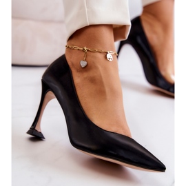 S.Barski Zapatos de tacón de aguja de cuero negro Tamira de moda 7