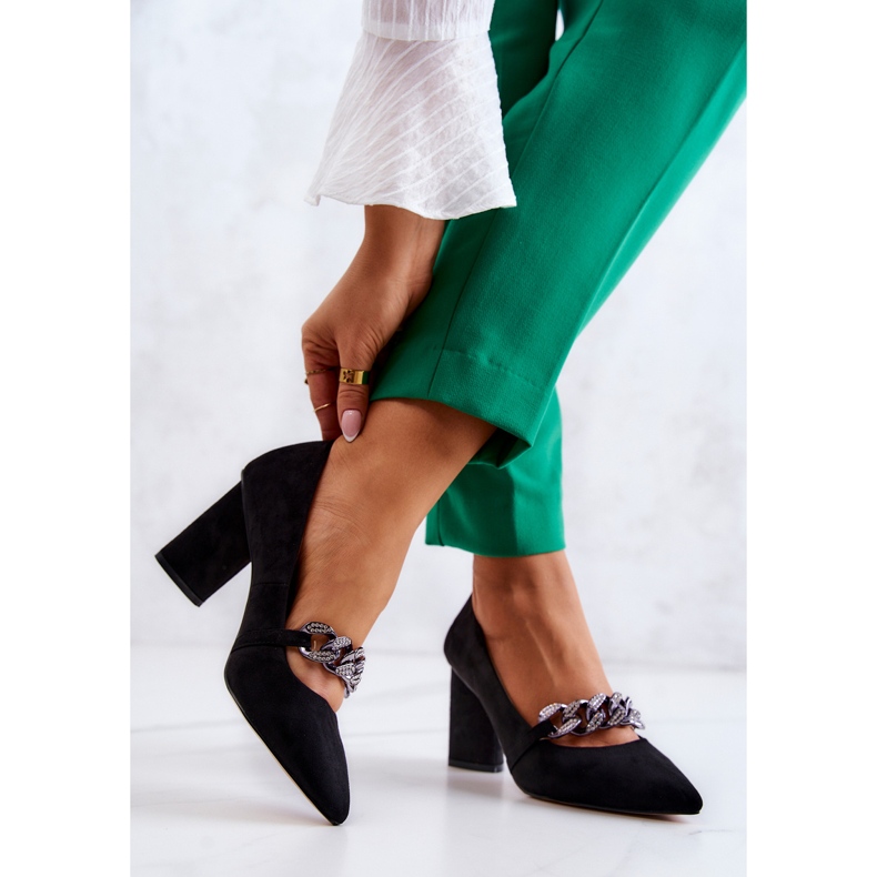 S.Barski Zapatos De Tacón De Ante Con Cadena Black Alamoss negro 2