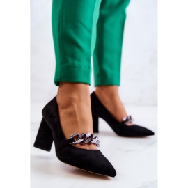S.Barski Zapatos De Tacón De Ante Con Cadena Black Alamoss negro 3