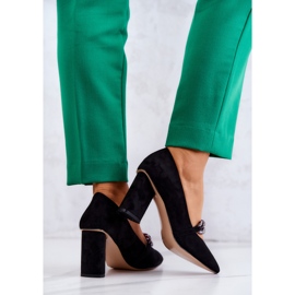 S.Barski Zapatos De Tacón De Ante Con Cadena Black Alamoss negro 6