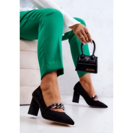 S.Barski Zapatos De Tacón De Ante Con Cadena Black Alamoss negro 7