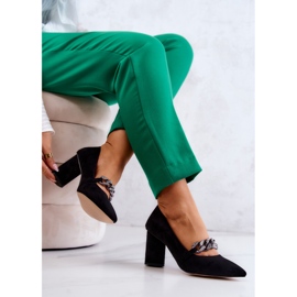 S.Barski Zapatos De Tacón De Ante Con Cadena Black Alamoss negro 8