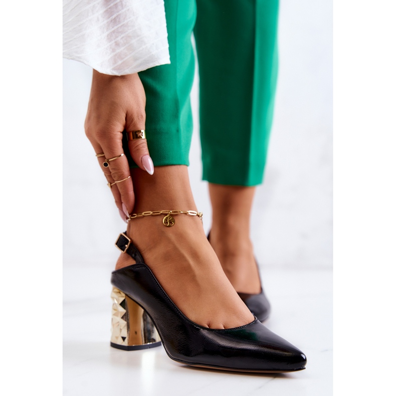 Bombas De Cuero En Una Barra Maciejka 05427-01 Negro dorado 2