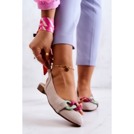 Bailarinas Ante Cadena Lewski Shoes 3125 Beige claro 1