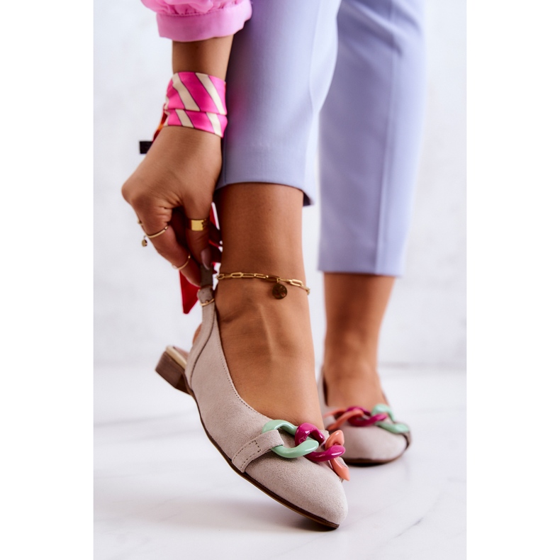 Bailarinas Ante Cadena Lewski Shoes 3125 Beige claro 1