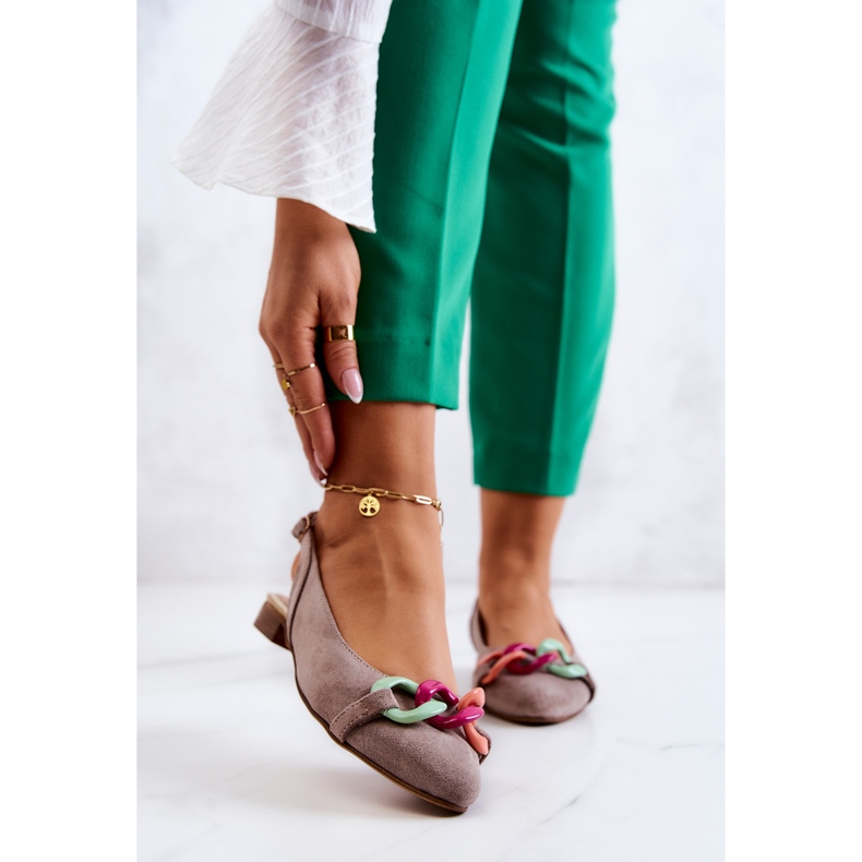 Bailarinas Ante Con Cadena Lewski Shoes 3125 Beige 1