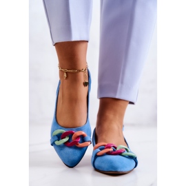 Bailarinas Ante Con Cadena Lewski Shoes 3125 Azul 4