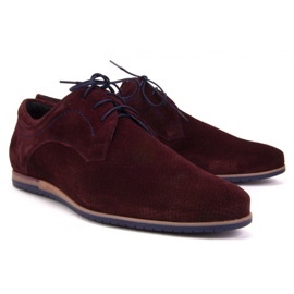 Zapatos Filippo 731 Bordo terciopelo con perforación rojo 2