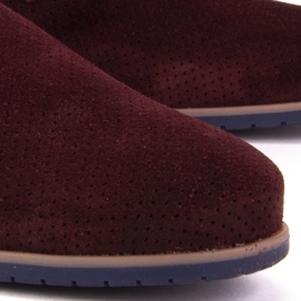 Zapatos Filippo 731 Bordo terciopelo con perforación rojo 3