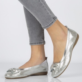 Bailarinas de cuero Filippo DP1409/20 Si plata gris 1