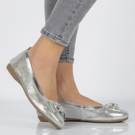Bailarinas de cuero Filippo DP1409/20 Si plata gris 2