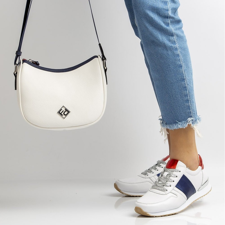 Zapatos de cuero Filippo DP1265 / 20 Wh Nv blanco azul marino amarillo 1