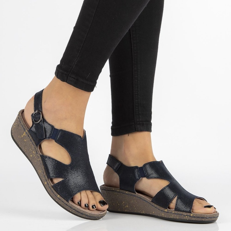 Sandalias de piel Filippo DS097/18 Nv azul marino 2