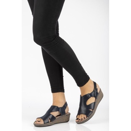 Sandalias de piel Filippo DS097/18 Nv azul marino 3