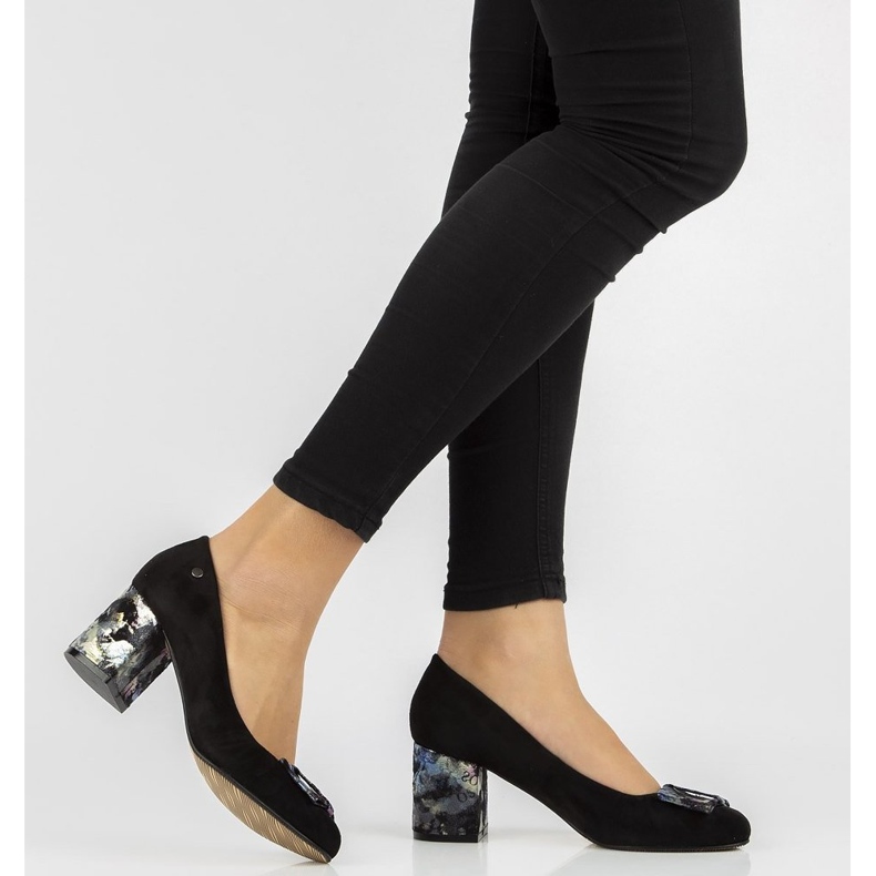 Filippo DP1559 / 20 Bk Fl zapatos de salón negros gris 2