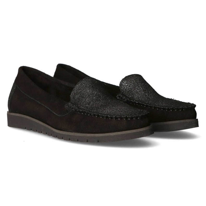 Mocasines Filippo 10065 negro + brillo plata 2