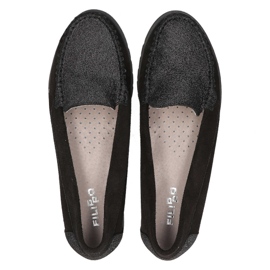 Mocasines Filippo 10065 negro + brillo plata 3