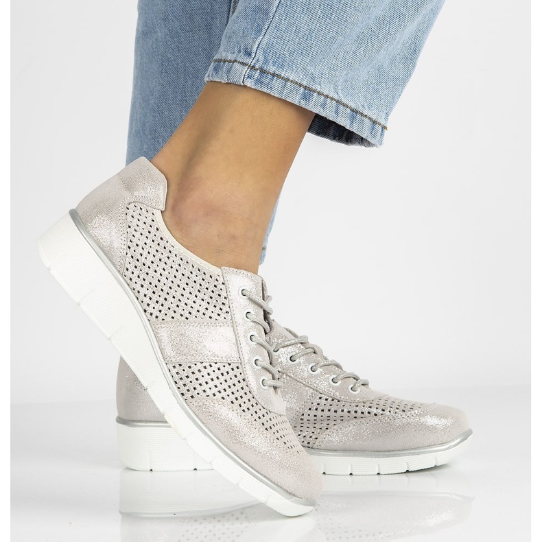 Zapatos de cuero Filippo DP028/21 Si plata con cordones 2