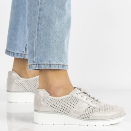 Zapatos de cuero Filippo DP028/21 Si plata con cordones 4