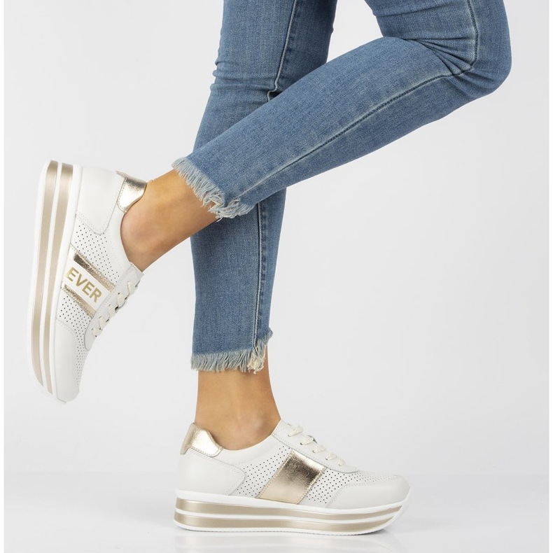 Zapatillas de cuero Filippo DP1414 / 21 Wh Go oro blanco dorado 2