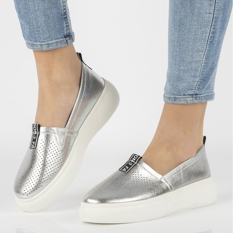 Slip-ons de piel Filippo DP2027/21 Si plata 1