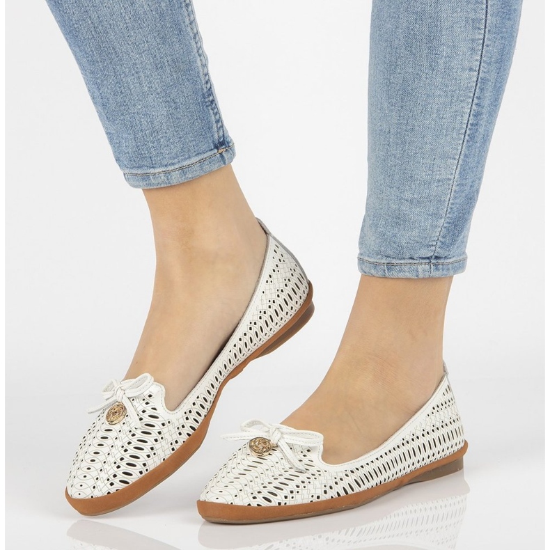 Señores calados de cuero Filippo DP2034/21 Wh blanco 1