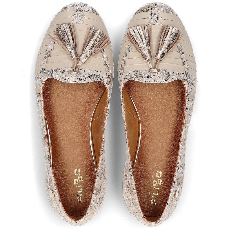 Bailarinas de piel Filippo 04016 beige dorado 2