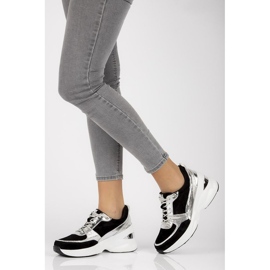 Zapatillas de cuero Filippo DP2056 / 21 Bk Si negro plata 3