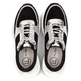 Zapatillas de cuero Filippo DP2056 / 21 Bk Si negro plata 5