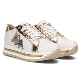 Deportivas de piel Filippo 096 blanco y dorado 4