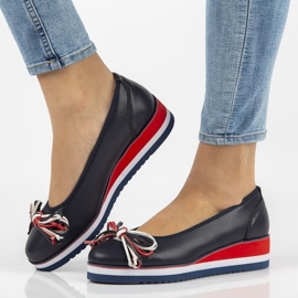 Bailarinas de piel Filippo DP2159/21 Nv azul marino rojo 1
