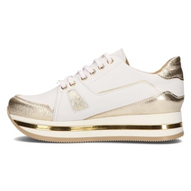 Deportivas de piel Filippo 092 blanco y dorado 2