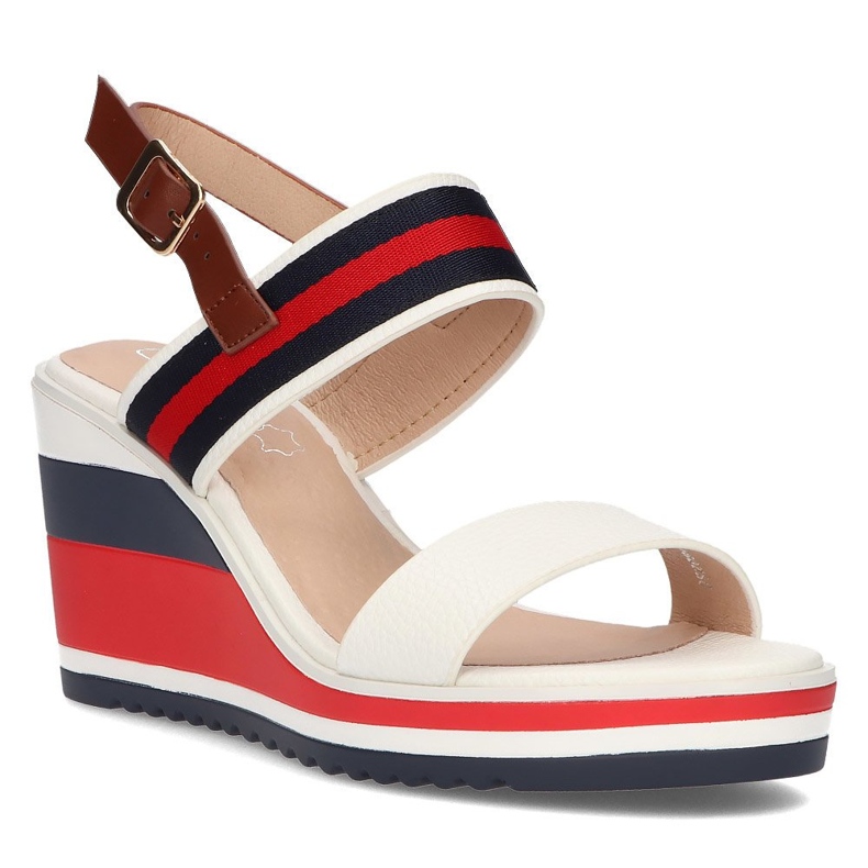 Sandalias con cuña Filippo DS2094/21 Wh Nv blanco rojo azul marino 1