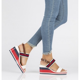 Sandalias con cuña Filippo DS2094/21 Wh Nv blanco rojo azul marino 3