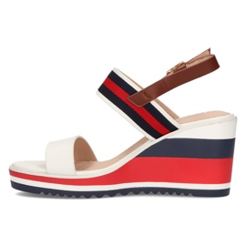 Sandalias con cuña Filippo DS2094/21 Wh Nv blanco rojo azul marino 4