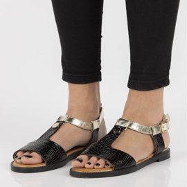 Filippo DS2099/21 Bk sandalias negras negro dorado 1