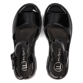 Sandalias negras con cuña Filippo DS2319/21 Bk negro 5
