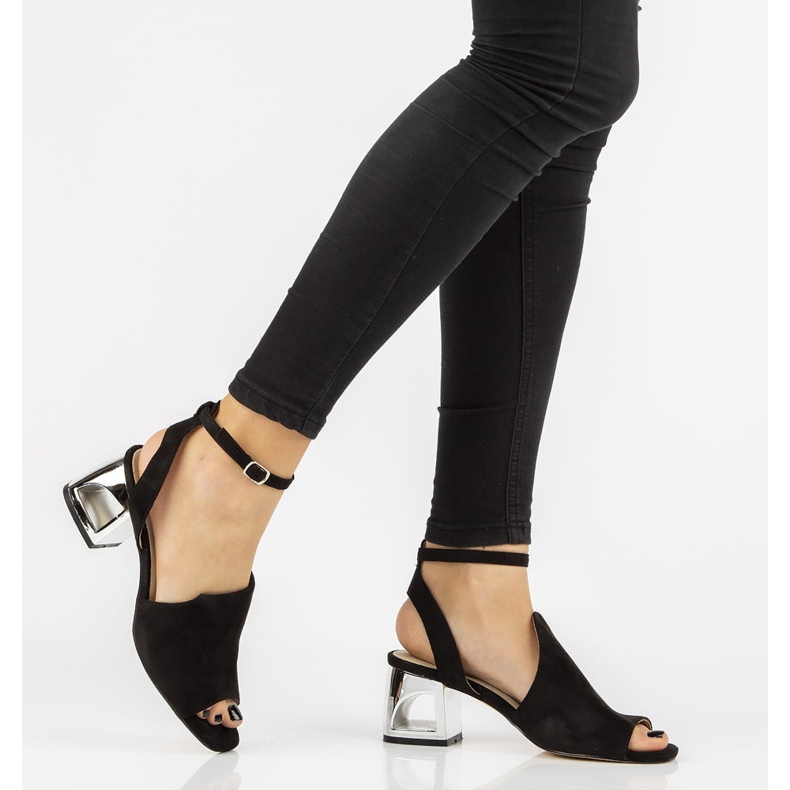 Negro Filippo DS2107 / 21 Bk sandalias de tacón 2