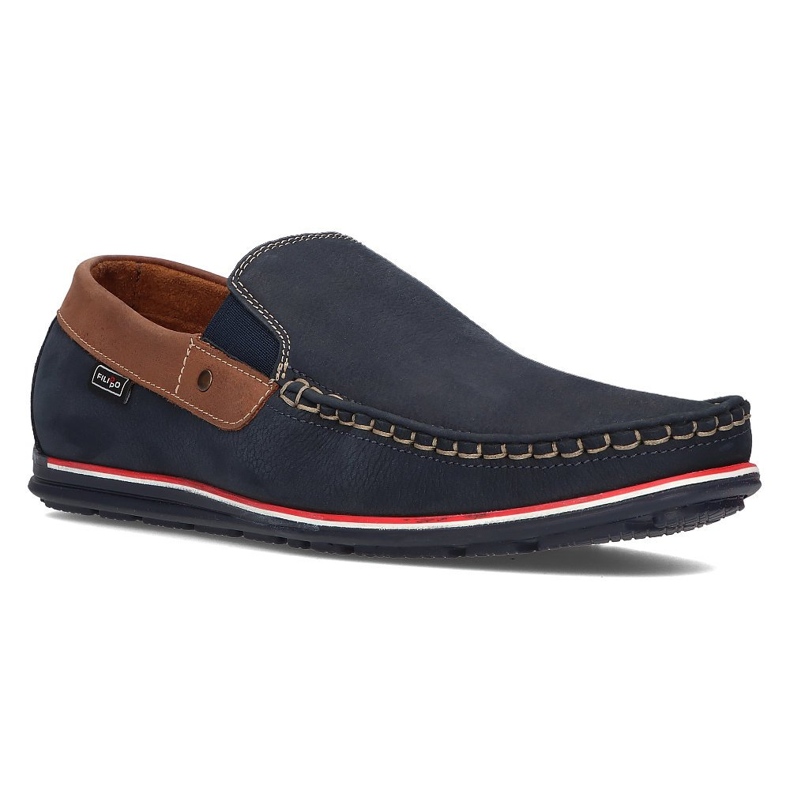 Mocasines de piel Filippo G-1522K azul marino 1