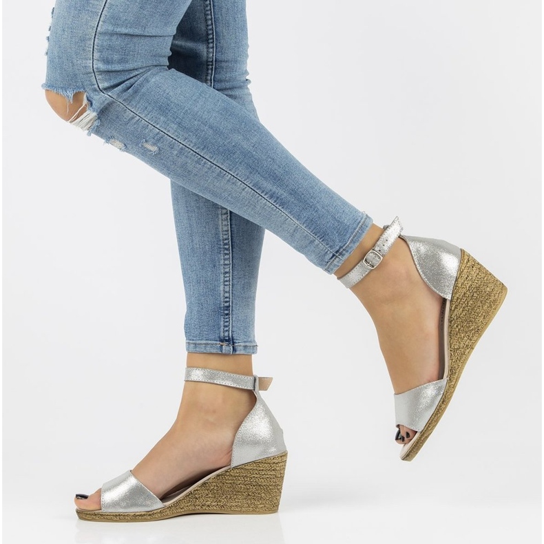 Sandalias de piel Filippo DS2137/21 Si plata 2