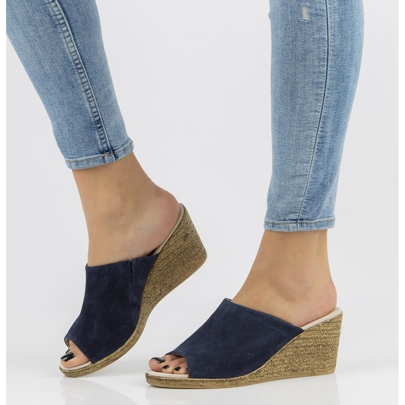 Babuchas de piel Filippo DK2143/21 Nv azul marino 1