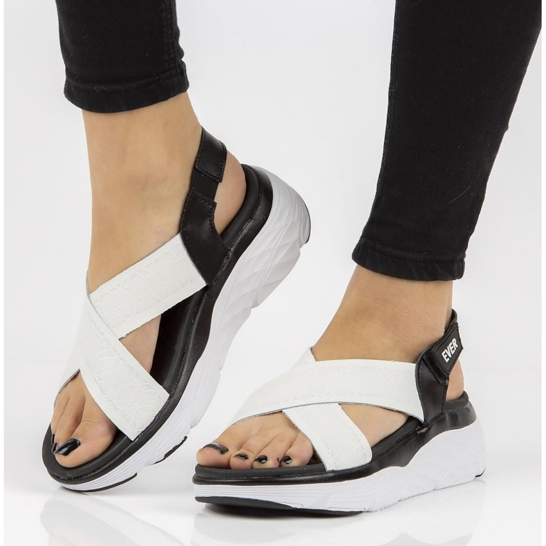 Sandalias de piel Filippo DS2015/21 WH/BK blanco y negro 1