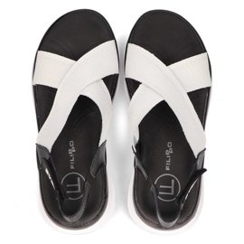 Sandalias de piel Filippo DS2015/21 WH/BK blanco y negro 5