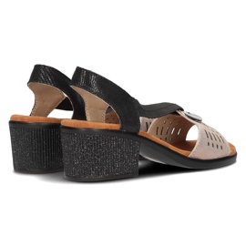 Sandalias de piel Filippo DS2308/21 Bk Go negro y dorado 6