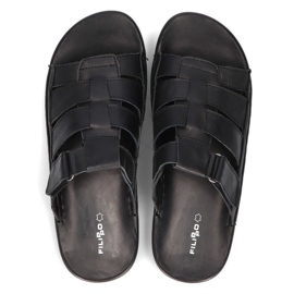 Chanclas de hombre en piel Filippo MK2303/21 Bk negro 4