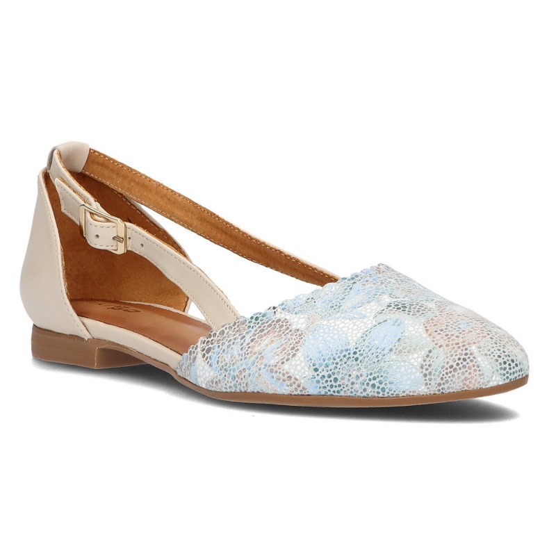 Zapatos de piel Filippo 4972A beige y turquesa 1